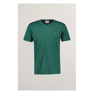 TRIČKO GANT SLIM SHIELD V-NECK T-SHIRT WOODY GREEN