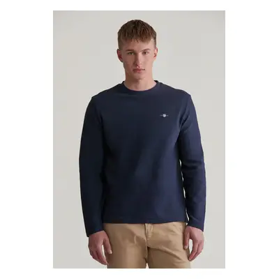 TRIČKO GANT TEXTURED LS TSHIRT EVENING BLUE