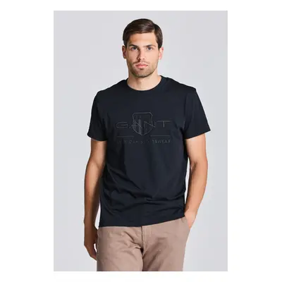 TRIČKO GANT REG TONAL SHIELD SS T-SHIRT BLACK