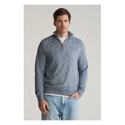 SVETR GANT COTTON SLUB HALF ZIP DUSTY BLUE SEA