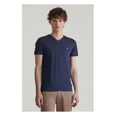 TRIČKO GANT SLIM SHIELD V-NECK T-SHIRT EVENING BLUE