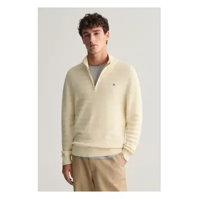 SVETR GANT STRIPE TEXTURED COTTON H-ZIP CREAM