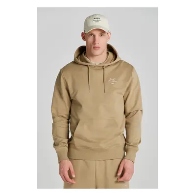 MIKINA GANT LOGO SCRIPT HOODIE DRIED KHAKI