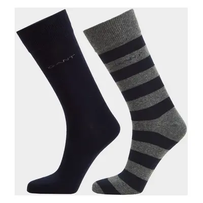 PONOŽKY GANT BARSTRIPE AND SOLID SOCKS 2-PACK CHARCOAL MELANGE