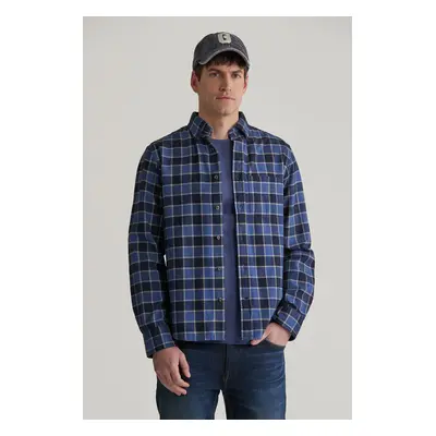 KOŠILE GANT REG HERRINGBONE CHECK SHIRT EVENING BLUE