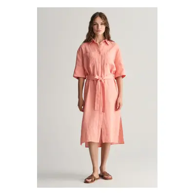 ŠATY GANT REL LINEN SS SHIRT DRESS PEACHY PINK