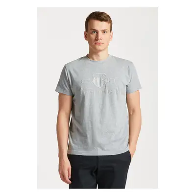 TRIČKO GANT REG TONAL SHIELD SS T-SHIRT GREY MELANGE