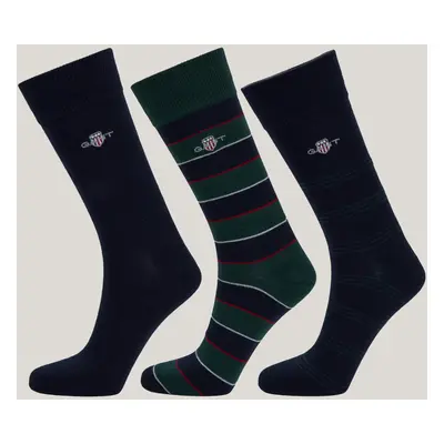 PONOŽKY GANT SHIELD TIE STRIPE SOCKS 3-PACK GB TARTAN GREEN