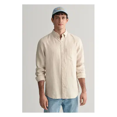 KOŠILE GANT REG LINEN HOUNDSTOOTH SHIRT DRY SAND