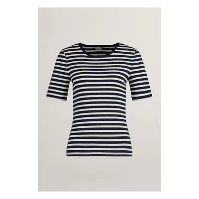 TRIČKO GANT SLIM STRIPED 1X1 RIBBED SS T-SHIRT EVENING BLUE