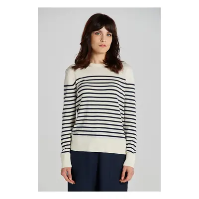 SVETR GANT FINE KNIT STRIPED C-NECK CREAM