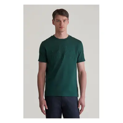 TRIČKO GANT REG TONAL SHIELD SS T-SHIRT TARTAN GREEN