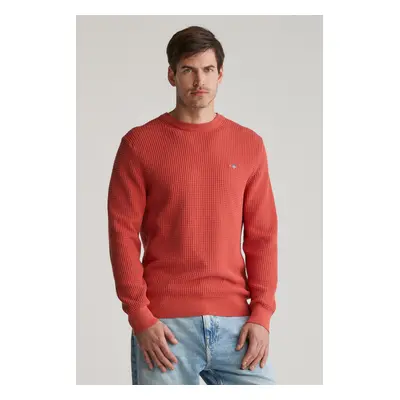 SVETR GANT TEXTURED COTTON C-NECK BRICK RED