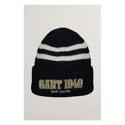 ČEPICE GANT GANT STRIPED KNITTED BEANIE EVENING BLUE