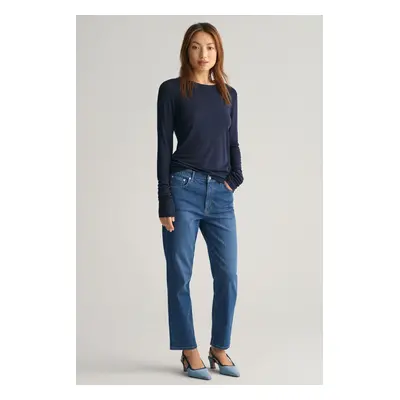 DŽÍNY GANT STRAIGHT CROPPED STRIPED JEANS MID BLUE