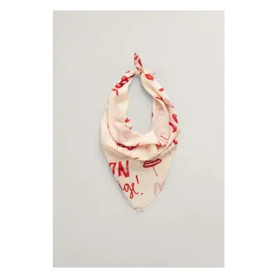 ŠÁTEK GANT TEXT PRINTED COTTON SILK SCARF BRIGHT RED