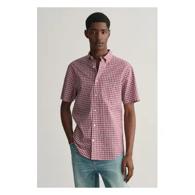 KOŠILE GANT REG POPLIN MICROCHECK SS SHIRT RUBY RED