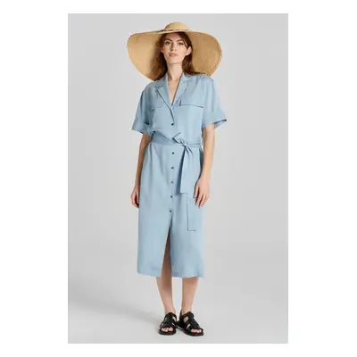 ŠATY GANT REL POCKET SS SHIRT DRESS DOVE BLUE