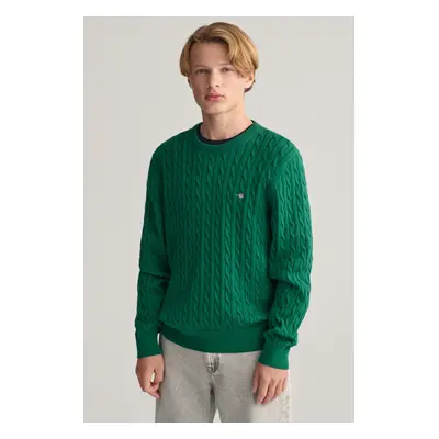 SVETR GANT SHIELD COTTON CABLE C-NECK WILD GREEN