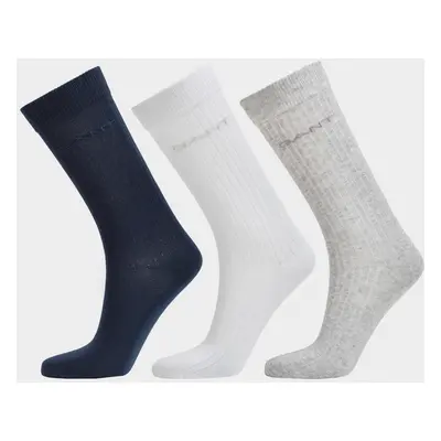 PONOŽKY GANT TONAL LOGO RIB SOCKS 3-PACK EVENING BLUE