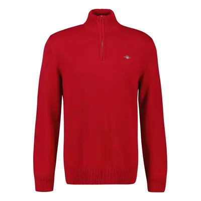 SVETR GANT CASUAL COTTON HALF ZIP RUBY RED