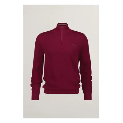 SVETR GANT COTTON PIQUE HALFZIP RICH WINE