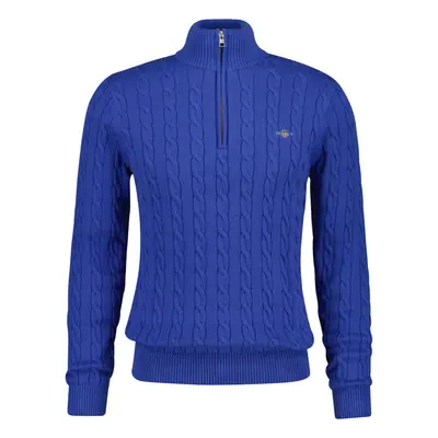 SVETR GANT COTTON CABLE HALF ZIP RICH BLUE