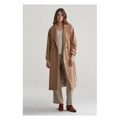 KABÁT GANT WOOL TRENCH COAT CARAMEL BEIGE