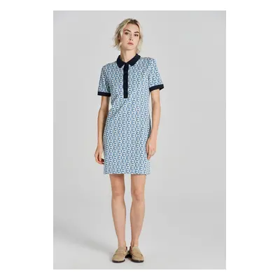 ŠATY GANT G-PATTERN JAQUARD SS POLO DRESS DOVE BLUE