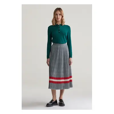 SUKNĚ GANT CHECK PRINT PLEATED SKIRT EVENING BLUE