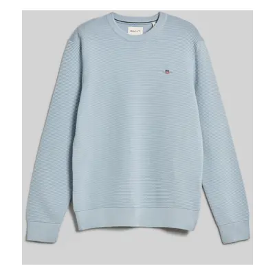 SVETR GANT TEXTURED COTTON C-NECK STORMY SEA