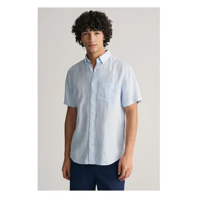 KOŠILE GANT REG LINEN STRIPE SS SHIRT CAPRI BLUE