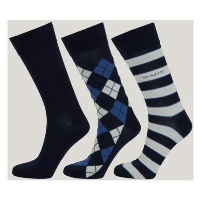 PONOŽKY GANT ARGYLE AND STRIPE SOCKS 3-PACK MARINE