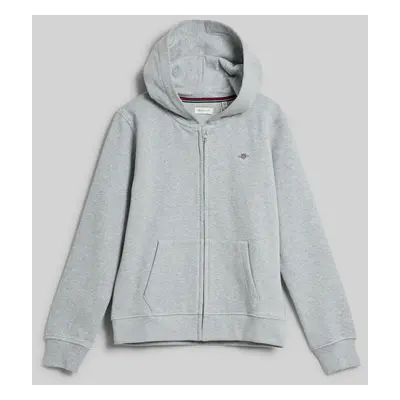 MIKINA GANT SHIELD ZIP HOODIE LIGHT GREY MELANGE