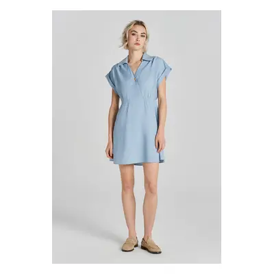 ŠATY GANT REL POPOVER SS DRESS DOVE BLUE