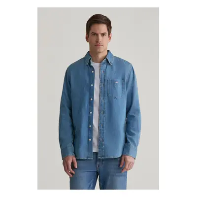 KOŠILE GANT REG DENIM SHIRT SEMI LIGHT BLUE WORN IN