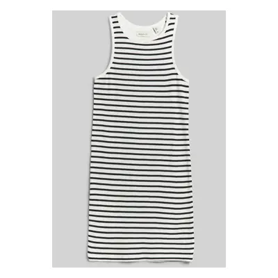 ŠATY GANT STRIPED RIBBED TANK DRESS BLACK