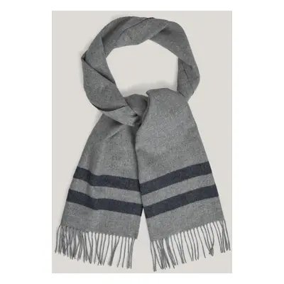 ŠÁLA GANT MERINO WOOL STRIPED WOVEN SCARF GREY MELANGE