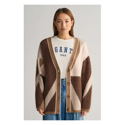 KARDIGAN GANT LETTERSPRINT INTARSIA CARDIGAN ROASTED WALNUT