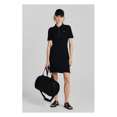 ŠATY GANT SLIM SHIELD SS PIQUE POLO DRESS BLACK