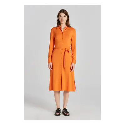 ŠATY GANT SLIM JERSEY SHIRT DRESS PUMPKIN ORANGE