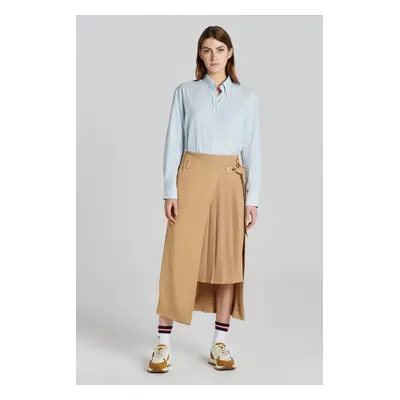 SUKNĚ GANT PLEATED WRAP CHINO SKIRT WARM KHAKI