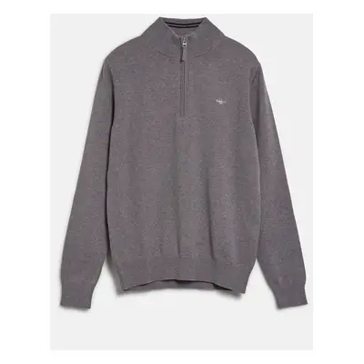 SVETR GANT SHIELD COTTON HALF ZIP DARK GREY MELANGE