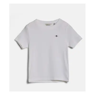 TRIČKO GANT SHIELD SLIM RIBBED T-SHIRT WHITE