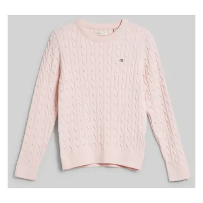 SVETR GANT SHIELD COTTON CABLE C-NECK CRYSTAL PINK