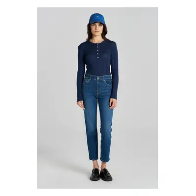 DŽÍNY GANT CROPPED SLIM JEANS DARK BLUE BROKEN IN