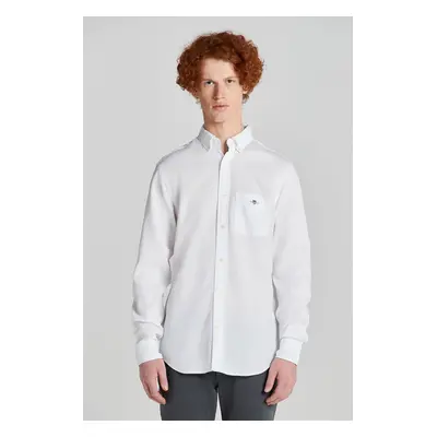 KOŠILE GANT REG HONEYCOMB TEXTURE SHIRT WHITE