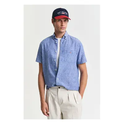 KOŠILE GANT REG COTTON LINEN SS SHIRT RICH BLUE