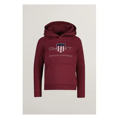 MIKINA GANT ARCHIVE SHIELD RAGLAN HOODIE WINE RED