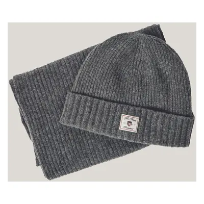 SET ČEPICE A ŠÁLA GANT BEANIE SCARF GIFT SET CHARCOAL MELANGE